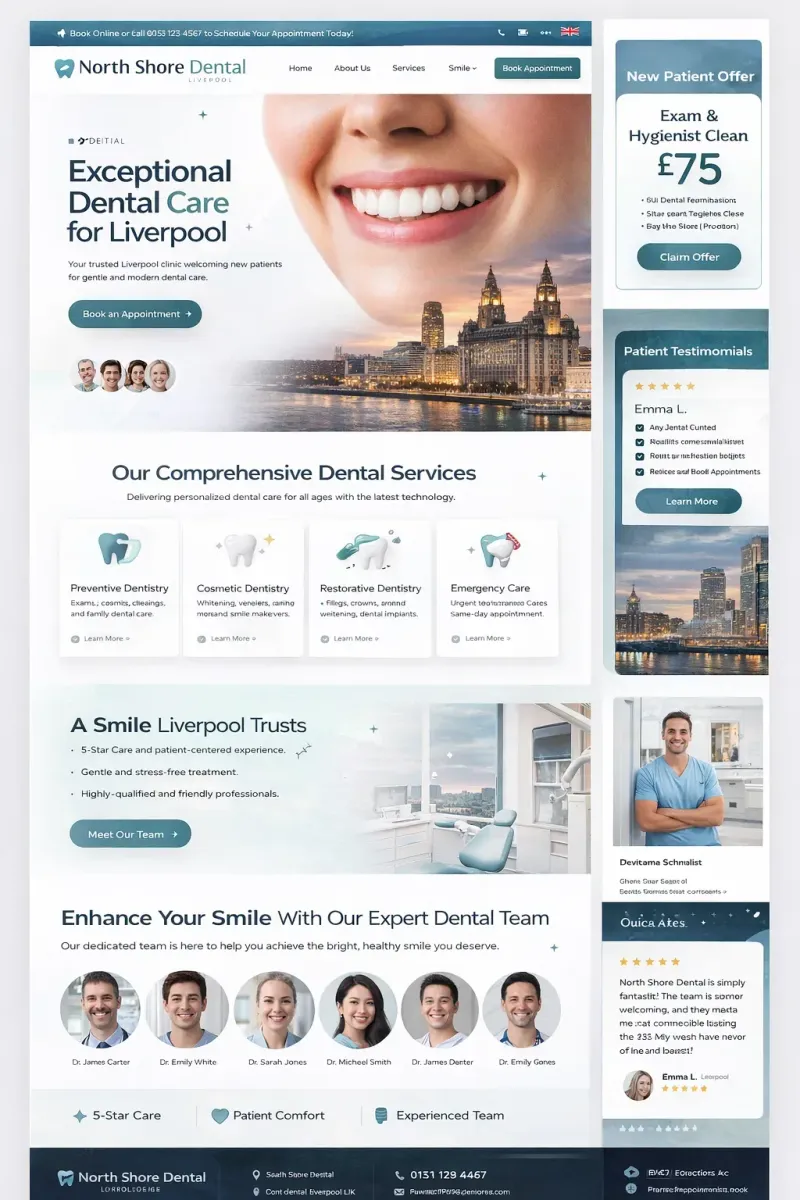 north shore dental - dental practice website