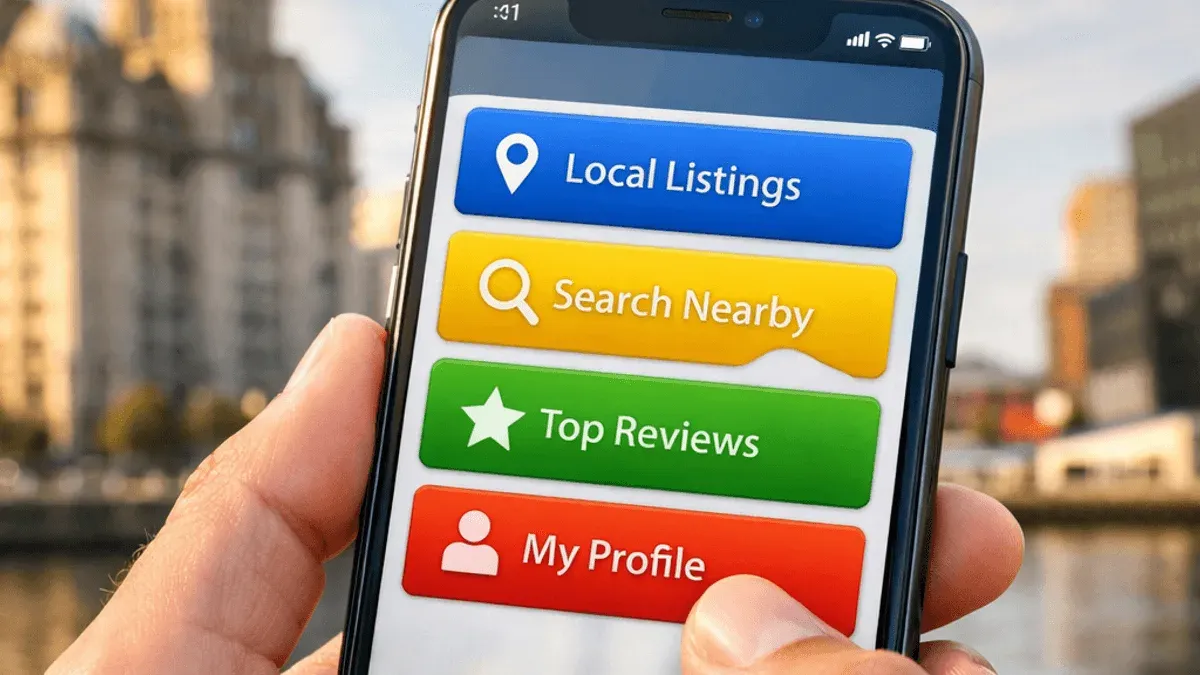 Mobile-responsive design illustration showing website adaptation across smartphone, tablet, and desktop