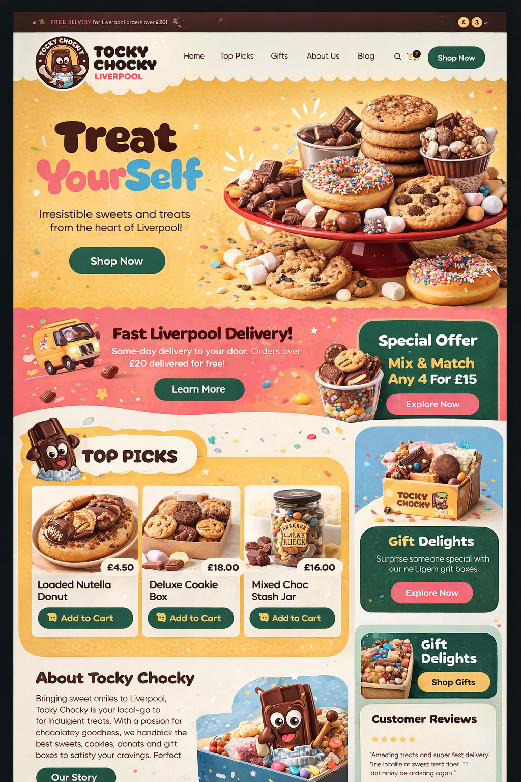 Tocky Chocky website design