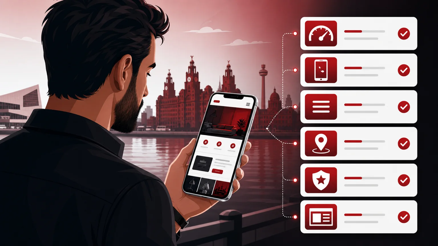 Business owner reviewing a website speed checklist on mobile