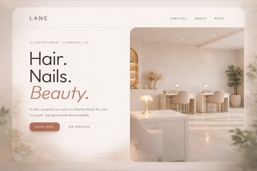 Lane salon website concept preview