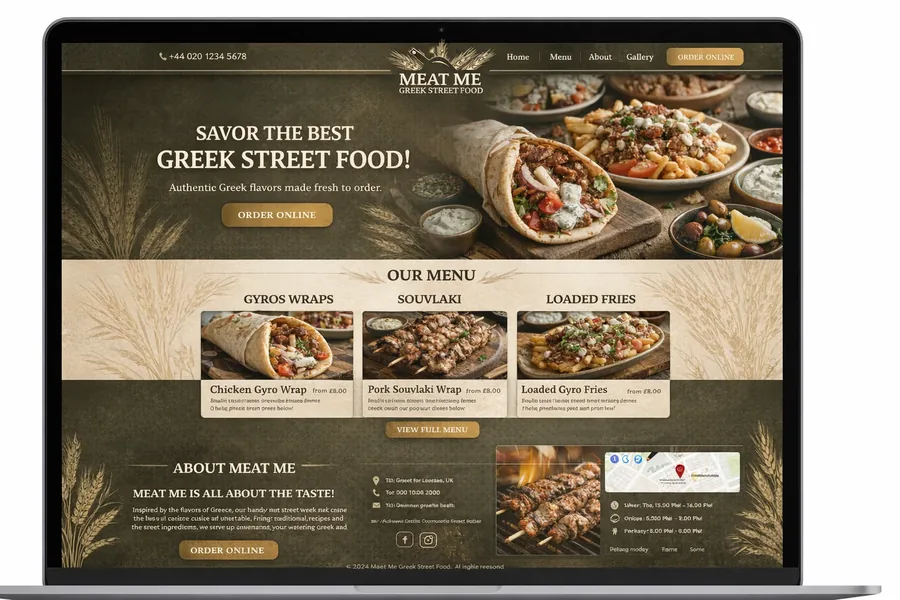 Meat Me street food website concept preview