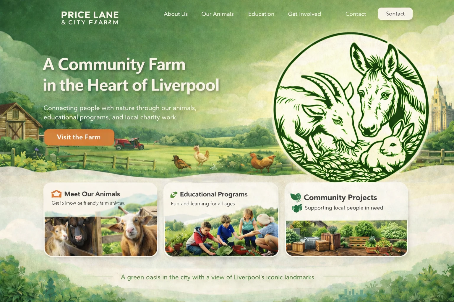 Website design concept for a Liverpool community farm