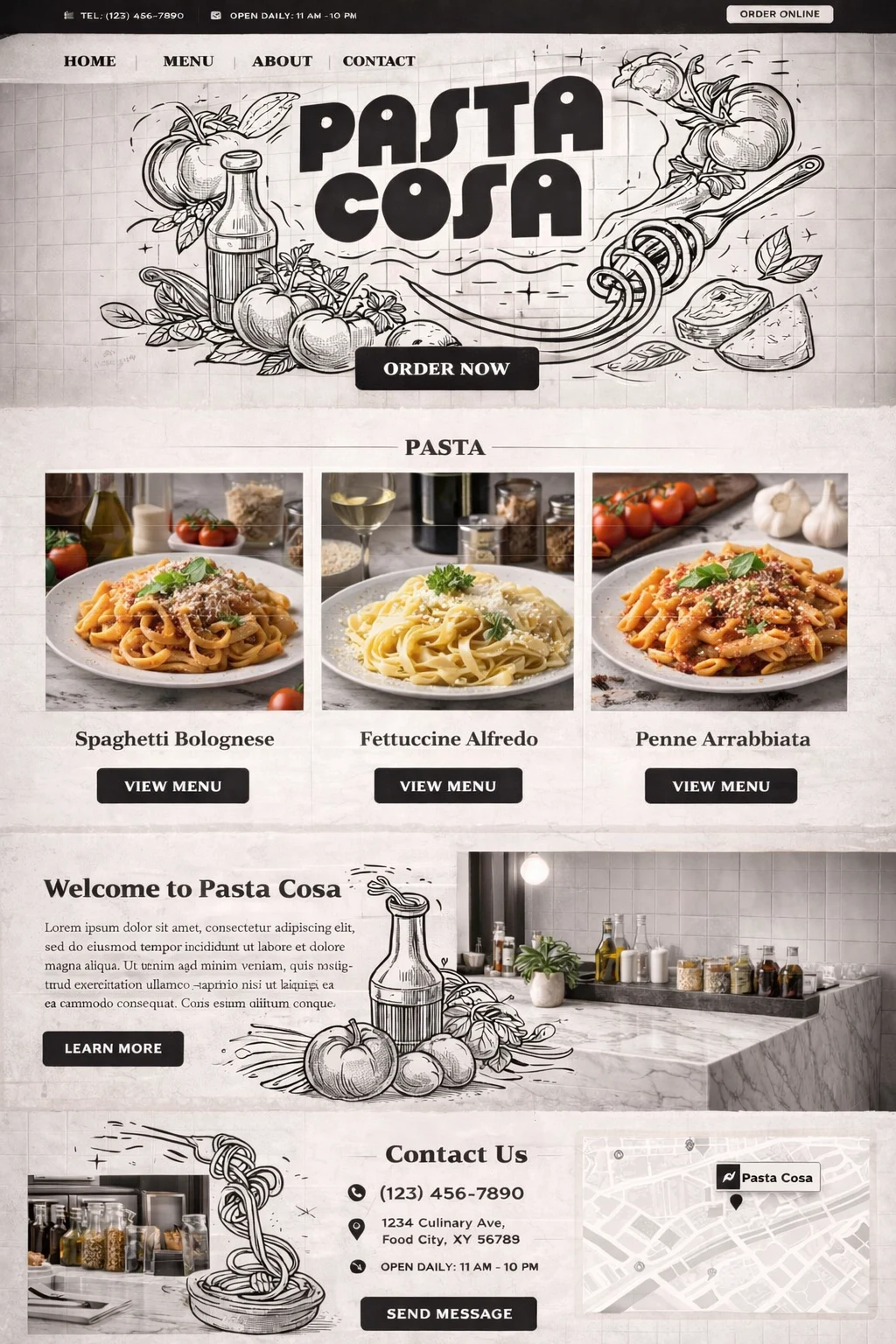 Website design concept for a Liverpool Italian restaurant