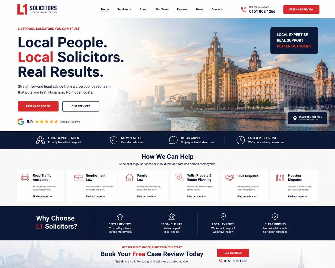 Website design concept for a Liverpool solicitors firm