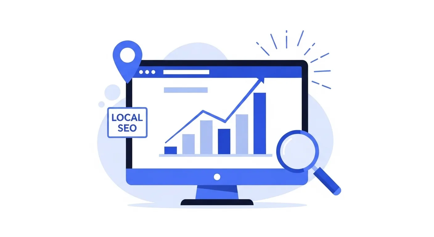 Website showing a growth chart with local SEO elements