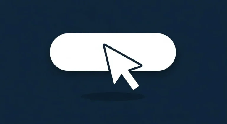 Minimalist icon of a mouse cursor clicking a prominent button, symbolising a clear call-to-action on a website.