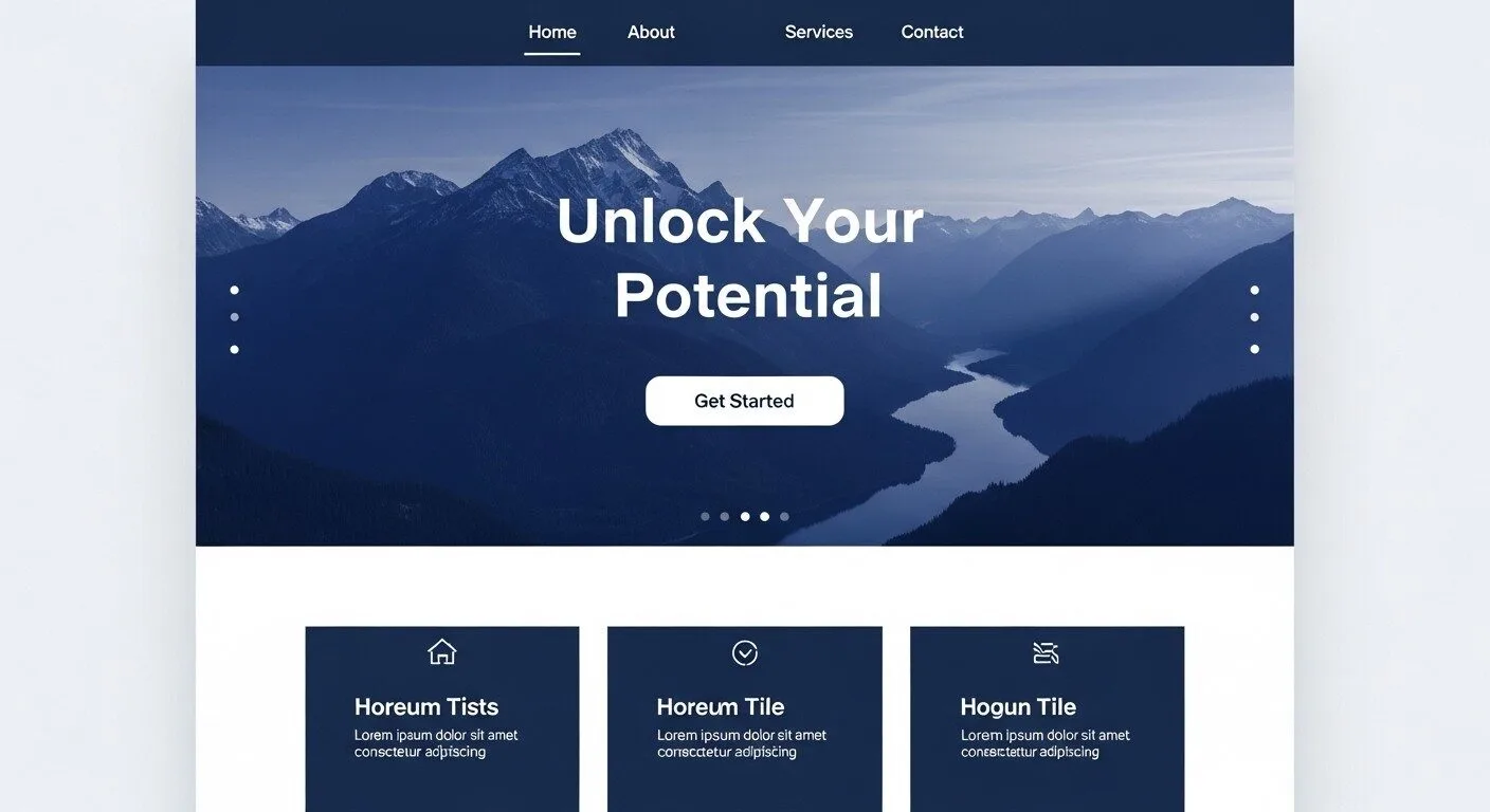  A stylised graphic of a website homepage layout, showing a hero image, headline, and call-to-action button, representing a high-converting design.
