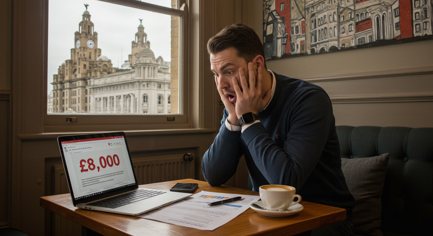Small Business Website Design Liverpool: What You Actually Need 4 Liverpool small business owner confused looking at expensive web design quote on laptop
